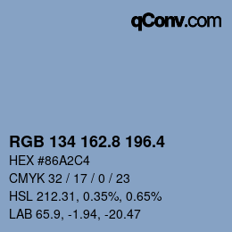 カラーコード: RGB 134 162.8 196.4 | qconv.com