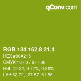 カラーコード: RGB 134 162.8 21.4 | qconv.com