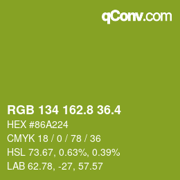 カラーコード: RGB 134 162.8 36.4 | qconv.com