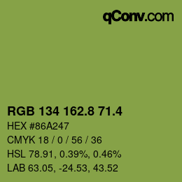 カラーコード: RGB 134 162.8 71.4 | qconv.com