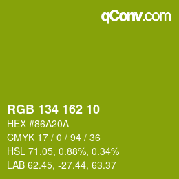 Color code: RGB 134 162 10 | qconv.com