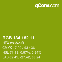 Color code: RGB 134 162 11 | qconv.com