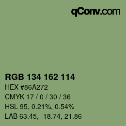 Color code: RGB 134 162 114 | qconv.com