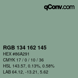 Color code: RGB 134 162 145 | qconv.com