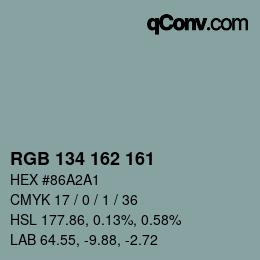 Color code: RGB 134 162 161 | qconv.com