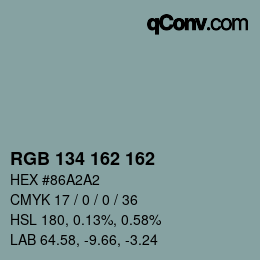 カラーコード: RGB 134 162 162 | qconv.com