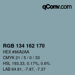 Color code: RGB 134 162 170 | qconv.com