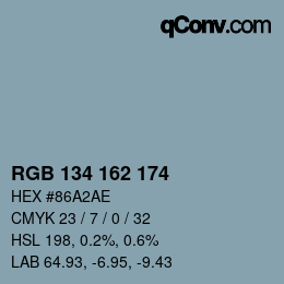 Color code: RGB 134 162 174 | qconv.com