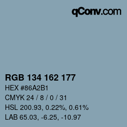 Color code: RGB 134 162 177 | qconv.com