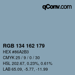 Color code: RGB 134 162 179 | qconv.com