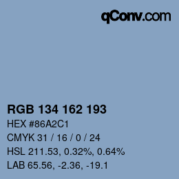 Color code: RGB 134 162 193 | qconv.com