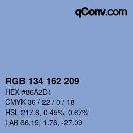 Color code: RGB 134 162 209 | qconv.com