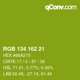 Color code: RGB 134 162 21 | qconv.com