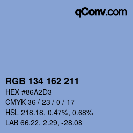 Code couleur: RGB 134 162 211 | qconv.com