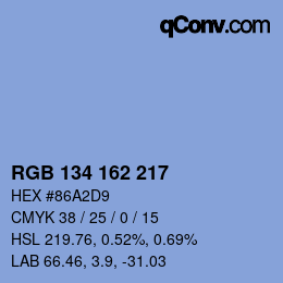 Color code: RGB 134 162 217 | qconv.com