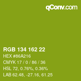 Color code: RGB 134 162 22 | qconv.com