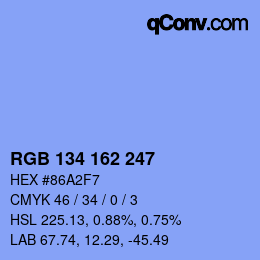カラーコード: RGB 134 162 247 | qconv.com