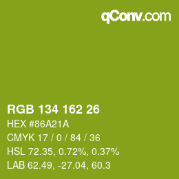 Color code: RGB 134 162 26 | qconv.com