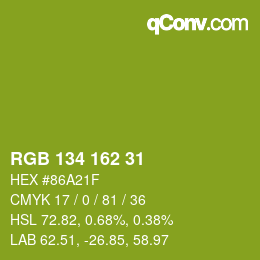 Color code: RGB 134 162 31 | qconv.com