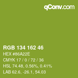 Color code: RGB 134 162 46 | qconv.com
