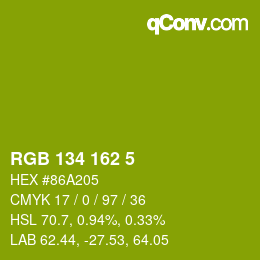 Farbcode: RGB 134 162 5 | qconv.com