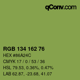 Color code: RGB 134 162 76 | qconv.com