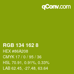 カラーコード: RGB 134 162 8 | qconv.com