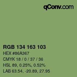 Color code: RGB 134 163 103 | qconv.com