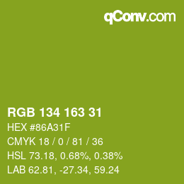 カラーコード: RGB 134 163 31 | qconv.com