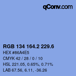 カラーコード: RGB 134 164.2 229.6 | qconv.com