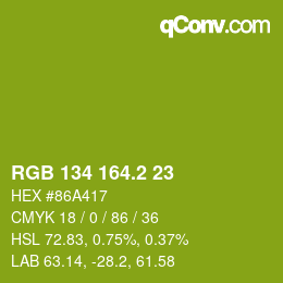 カラーコード: RGB 134 164.2 23 | qconv.com