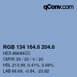 カラーコード: RGB 134 164.6 204.6 | qconv.com