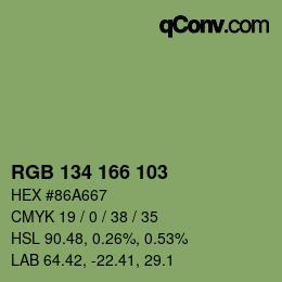 Color code: RGB 134 166 103 | qconv.com