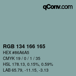 Color code: RGB 134 166 165 | qconv.com