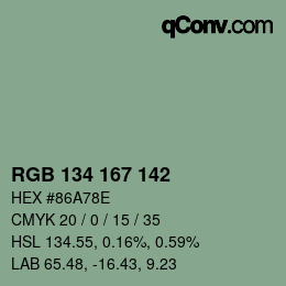 Color code: RGB 134 167 142 | qconv.com