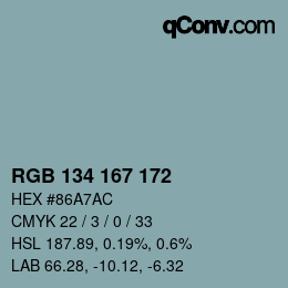 Color code: RGB 134 167 172 | qconv.com