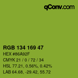 Color code: RGB 134 169 47 | qconv.com