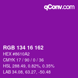 Color code: RGB 134 16 162 | qconv.com