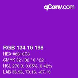 Farbcode: RGB 134 16 198 | qconv.com