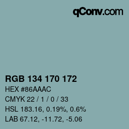 Color code: RGB 134 170 172 | qconv.com