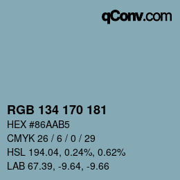 Code couleur: RGB 134 170 181 | qconv.com