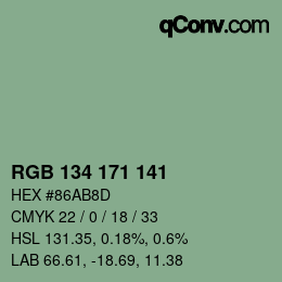 Color code: RGB 134 171 141 | qconv.com