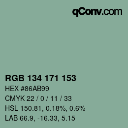 Color code: RGB 134 171 153 | qconv.com