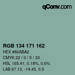 Color code: RGB 134 171 162 | qconv.com