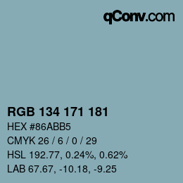 Color code: RGB 134 171 181 | qconv.com