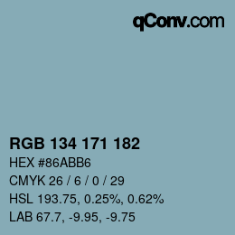 Código de color: RGB 134 171 182 | qconv.com