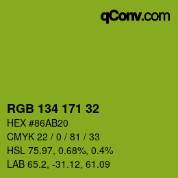 Color code: RGB 134 171 32 | qconv.com