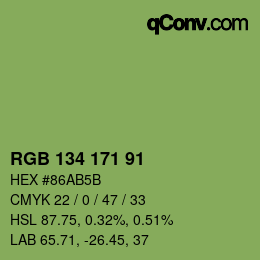 Color code: RGB 134 171 91 | qconv.com