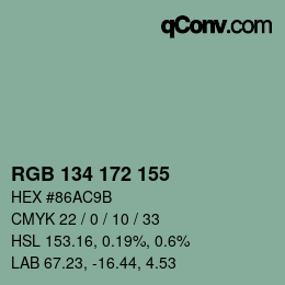 颜色代码: RGB 134 172 155 | qconv.com