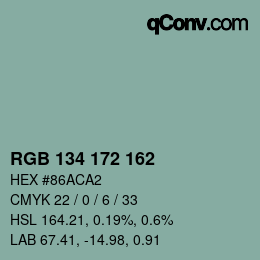 Color code: RGB 134 172 162 | qconv.com